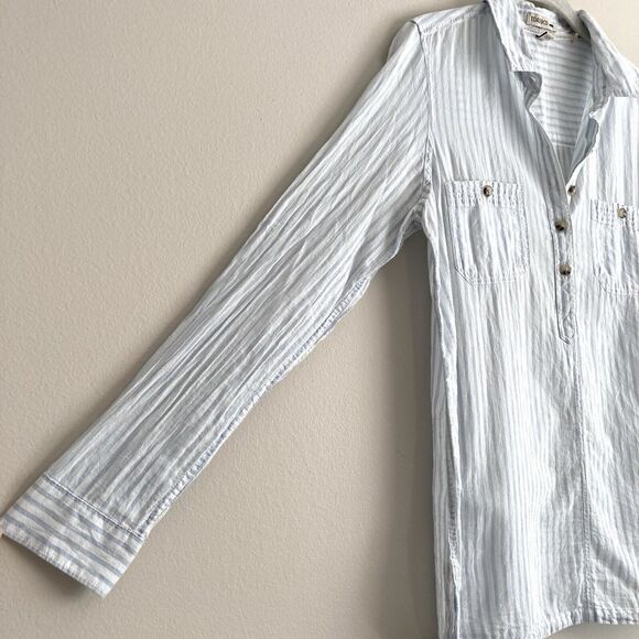 Toad & Co Womens White Blue Striped Indigo Ridge Popover Blouse Size Small - Picture 8 of 11